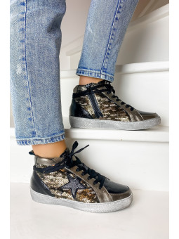 Sneakers Brittany Mix Sequins Bronze - Reqins