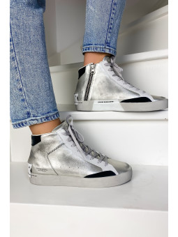 Sneakers HIGH TOP DISTRESSED Platine - Crime London