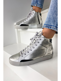 Sneakers HIGH TOP DISTRESSED Platine - Crime London