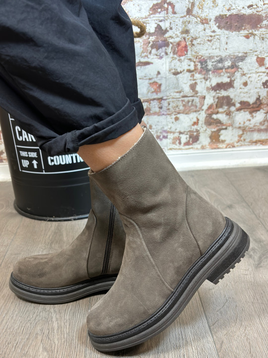 Aliwell - Bottines FLYNT Velours Fango Fourré