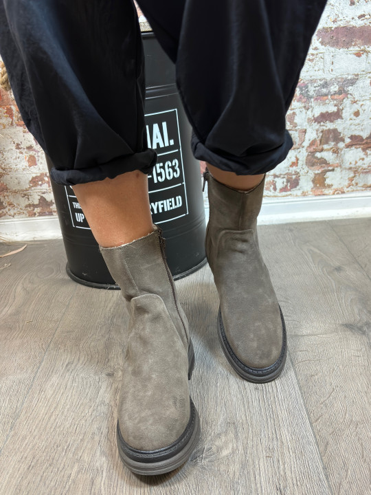 Aliwell - Bottines FLYNT Velours Fango Fourré