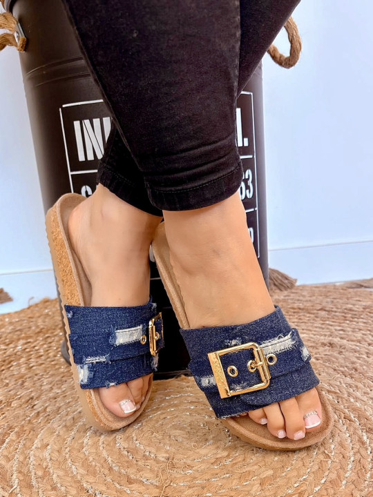 Colors Of California - Mules Denim Bleu