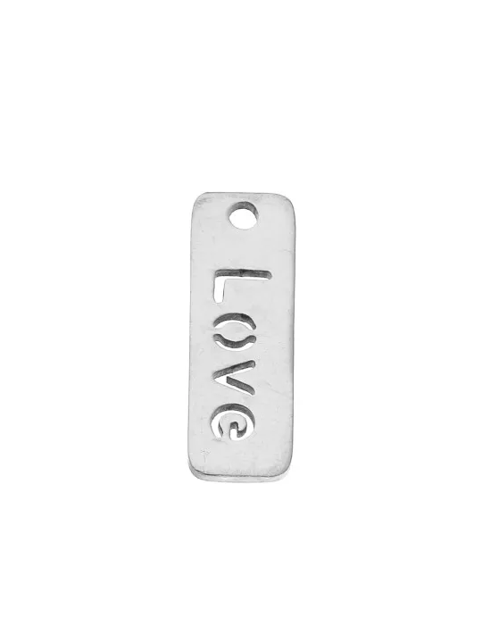 BRELOQUE - Rectangle Love - Acier Inoxydable