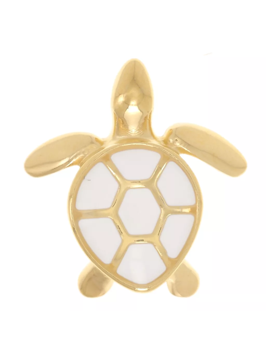 BRELOQUE - Tortue Blanc - Doré à l'or fin