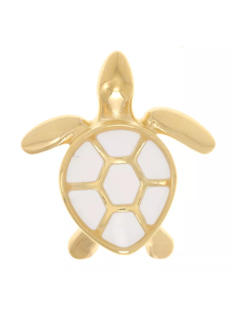 BRELOQUE - Tortue Blanc - Doré à l'or fin
