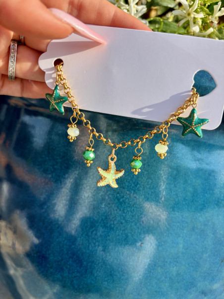 Bracelet Breloque Doré à l'or fin - Thème Mer Vert