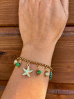 Bracelet Breloque Doré à l'or fin - Thème Mer Vert
