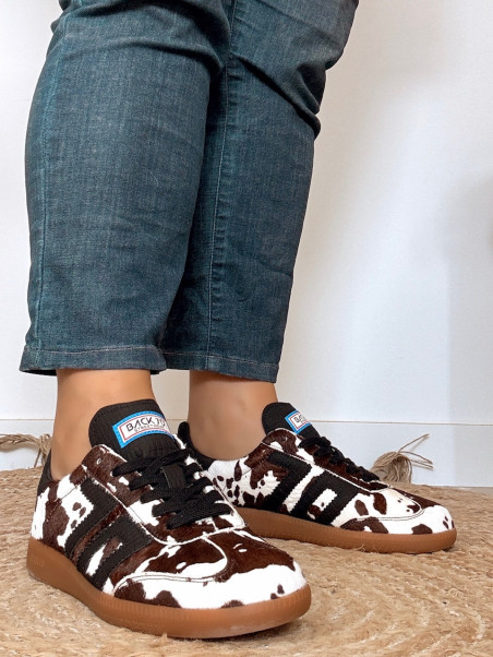 Back 70 - Sneakers CLOUD CL10 Cow Black/White