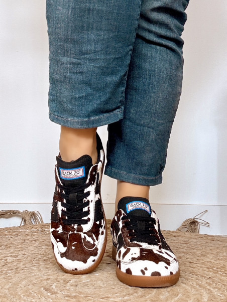 Back 70 - Sneakers CLOUD CL10 Cow Black/White