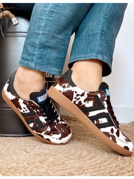 Back 70 - Sneakers CLOUD CL10 Cow Black/White