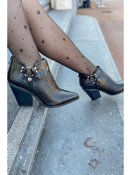 Bottines Andreia Noires Croco - Les Petites Bombes