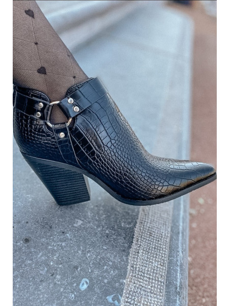 Bottines Andreia Noires Croco - Les Petites Bombes