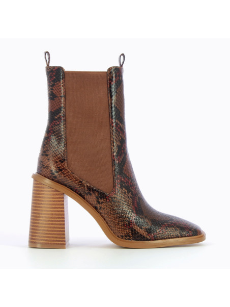 Bottines montantes camel effet serpent - Vanessa WU