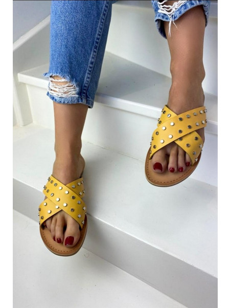 Mules Cuir Belma Moutarde - Les Petites Bombes
