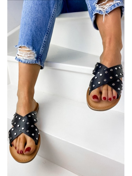 Mules Cuir Belma Noires - Les Petites Bombes