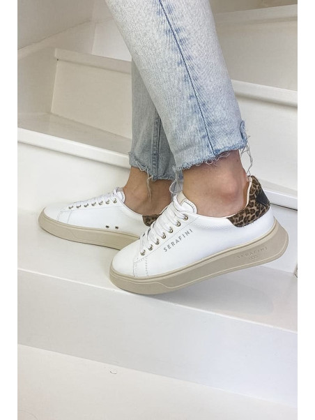 Serafini - Baskets  J.Connors White Animalier - Jeunes et Jolies