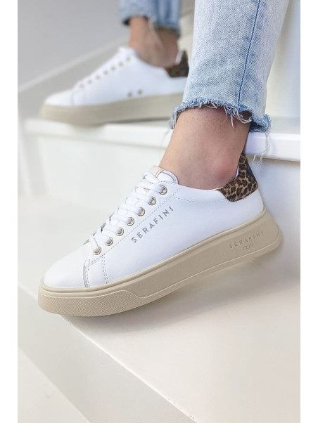 Serafini - Baskets  J.Connors White Animalier - Jeunes et Jolies