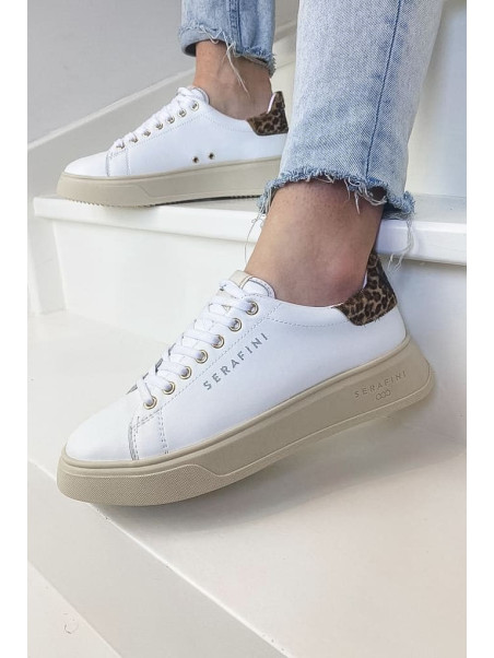 Serafini - Baskets  J.Connors White Animalier - Jeunes et Jolies