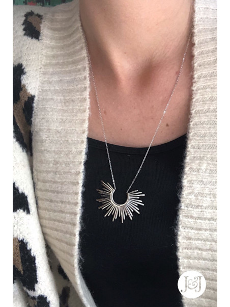 Sautoir pendentif soleil argenté Milë Mila