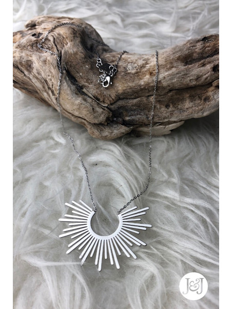 Sautoir pendentif soleil argenté Milë Mila